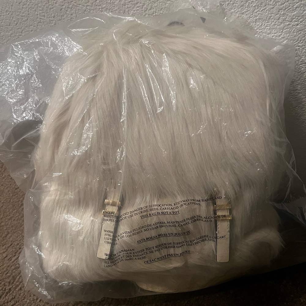 MICHAEL Michael Kors Cream Faux Fur Backpack